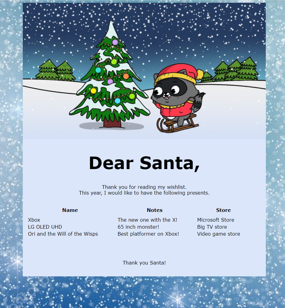 My Santa wish list