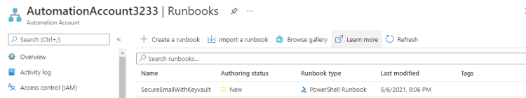 Azure Automation Account - Runbooks