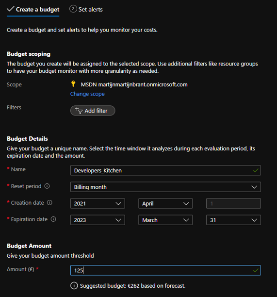 Azure Cost Management - Budget